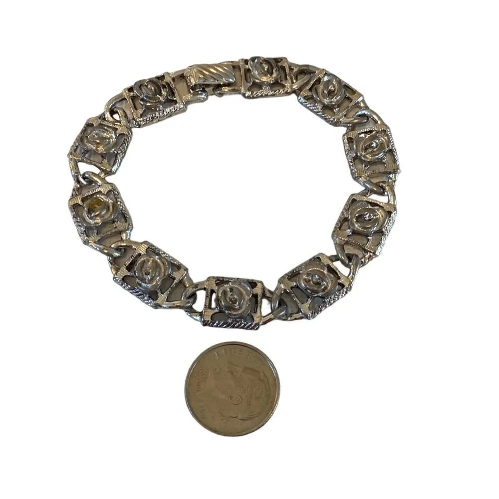 Sarah Coventry Vintage Matte & Etched Silver Toned Delicate Looking Bracelet.